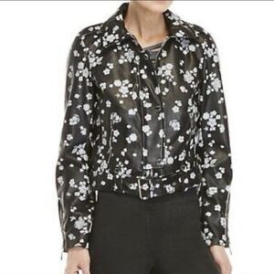 MICHAEL Michael Kors Leather Floral Moto Jacket Size Small
